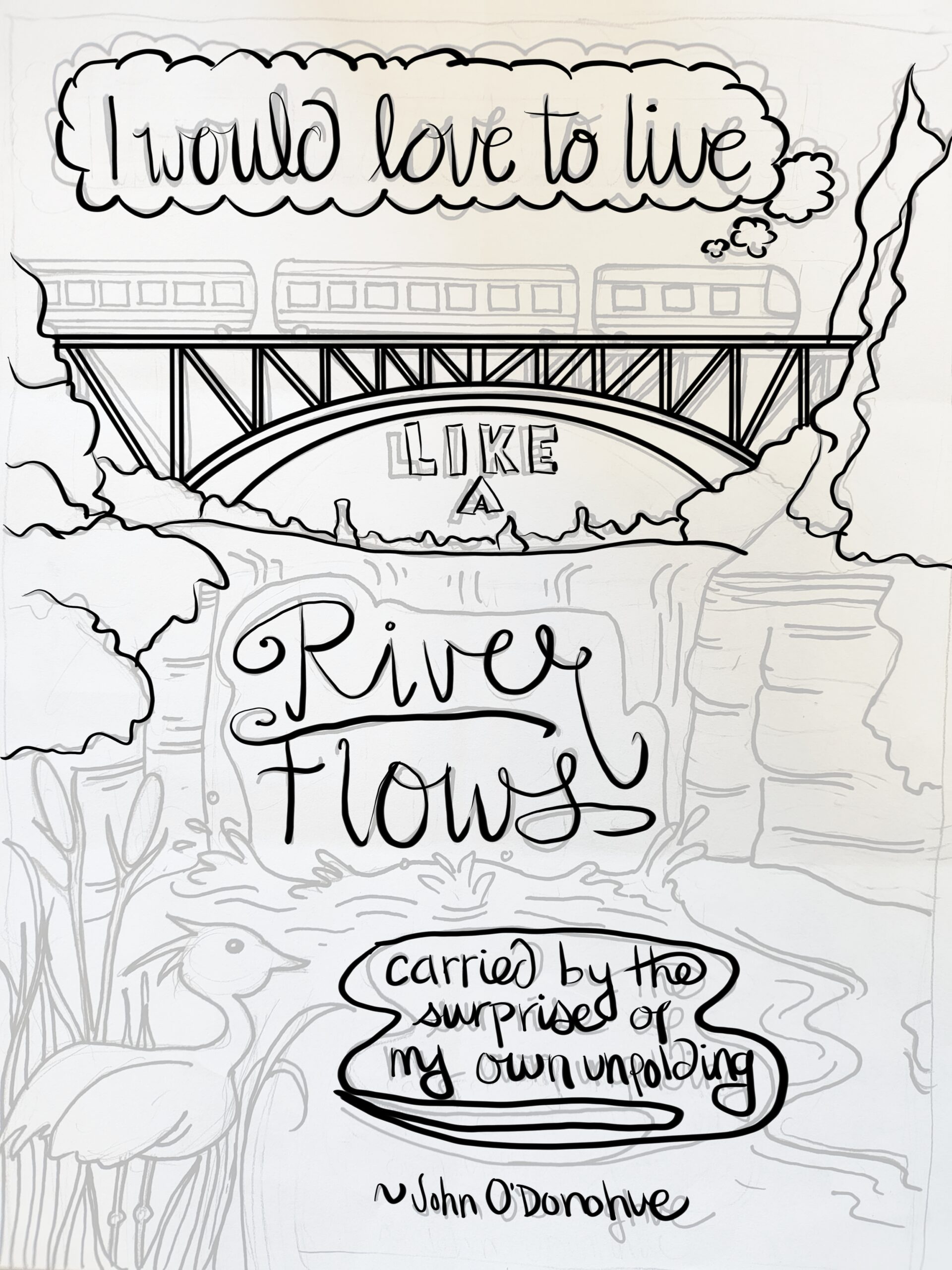 As the River Flows: The rough draft of my hand-lettered poetry project